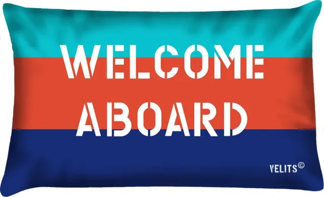 Velits outdoor Sierkussen - Buitenkussen Welcome Aboard Summer Waterafstotend - Multicolor - 60 Cm X 40 Cm blauw