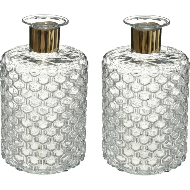 Atmosphera bloemenvaas - 2x - Elegance - Apotheker Fles model - transparant - glas - H26 x D15 cm