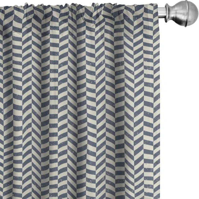 ABAKUHAUS Gordijnen – Grunge Zigzag, 2x75x245 cm – microvezel Blaugrau
