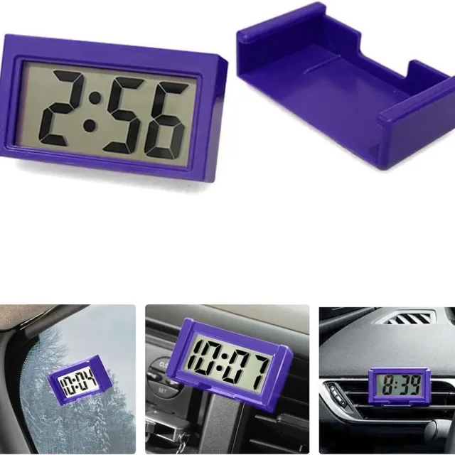 OUTARO Mini Car Clock - Kleine Digitale Klok - Mini Klok voor Auto - Dashboard - Bureau - Tafel - Badkamer -Paars