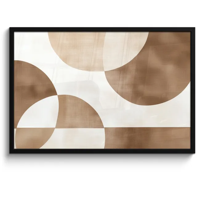 FrameYourWall Poster in lijst - Fotolijst 90x60 cm - Posters - Snijdende cirkels - Overlappende vlakken - Posterlijst zwart - Decoratie - Wanddecoratie woonkamer - Muurdecoratie slaapkamer