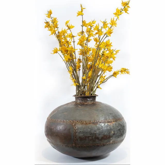 Mancave Store Kunstbloemen - Boeket - inclusief metalen pot - 70cm - Decoratieve zijden bloemen - Hoge kwaliteit Geel