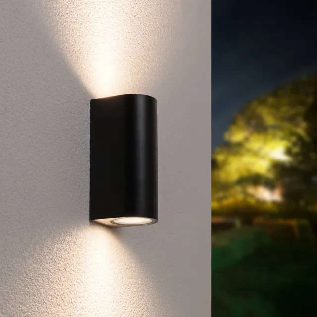 HOFTRONIC Douglas LED Wandlamp - Dimbaar - 8 Watt - 690 Lumen - 4000K neutraal wit - IP64 Waterdicht voor Binnen en buiten - GU10 Vervangbare lichtbron - Up & Down Light - Zwart