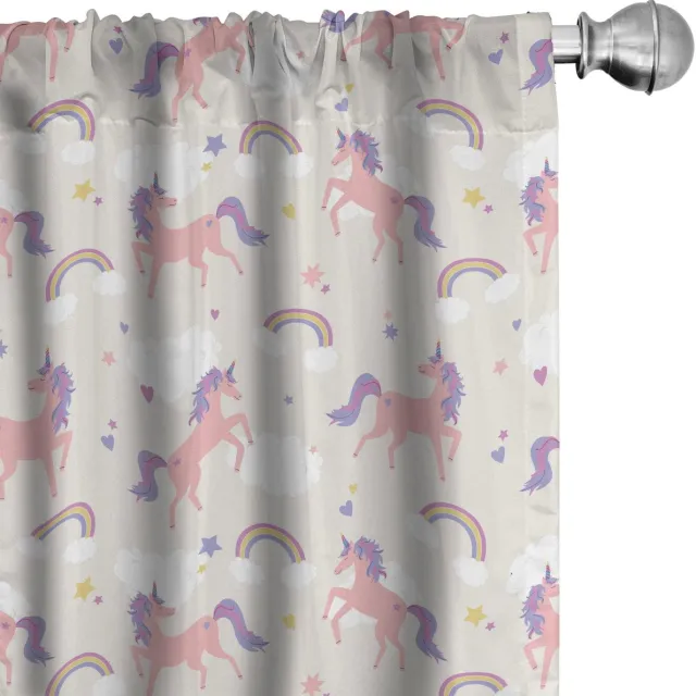 ABAKUHAUS Regenbooggordijnen – Dromerige Eenhoorn – 2x75x225 cm – Licht zalmkleur Pale Salmon