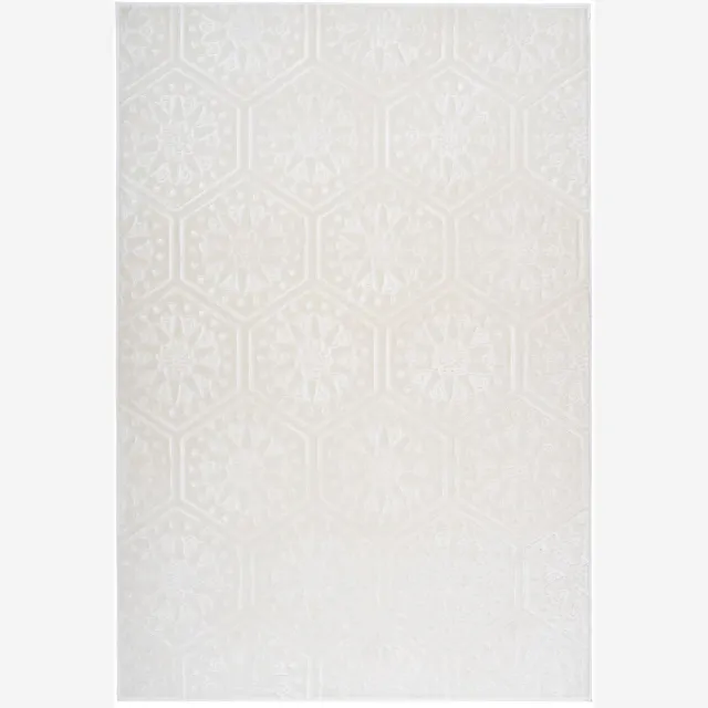 Padiro laagpolige designloper 80 x 300 cm - lichtbeige - modern geometrisch patroon - voor vloerverwarming - van polyester en kunsthars