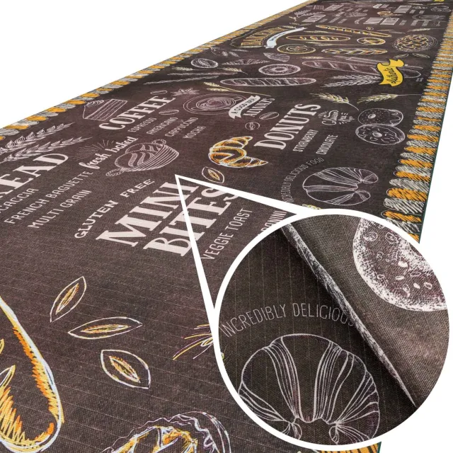ANRO Keukenloper Bakery Bakkerij Antraciet 180x52cm – Antislip Gangloper Tapijtloper 3 mm Laagpolig