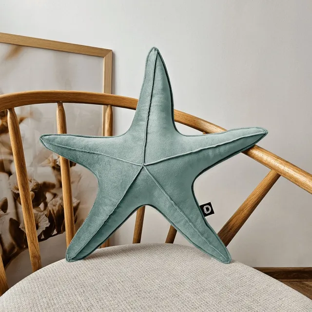 Decordruk VELVET - Grote Ster Kussen - Miętowy - Decoratief Mint