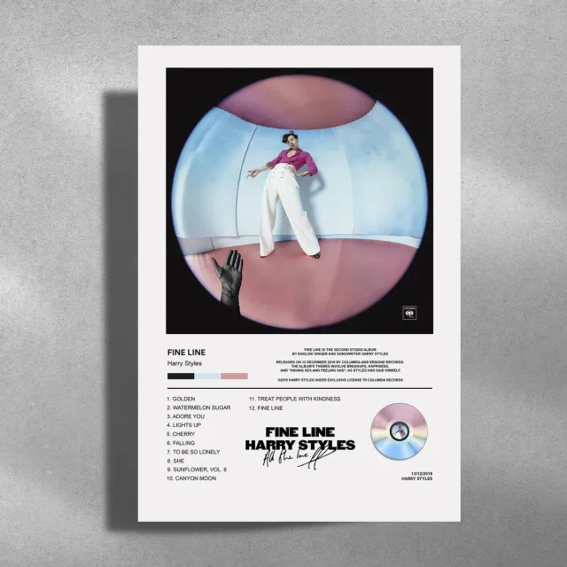 Luxe poster Harry Styles - Metalen Poster 30x40cm - album Fine Line Roze