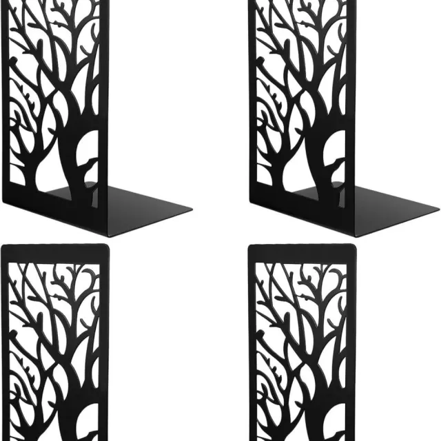 GelldG 4 stuks boekensteunen - Metalen boekensteunen - 12 x 17 x 9,5 cm - Geschikt voor het ordenen van cd's, mappen, boeken en fotoalbums - Zwart