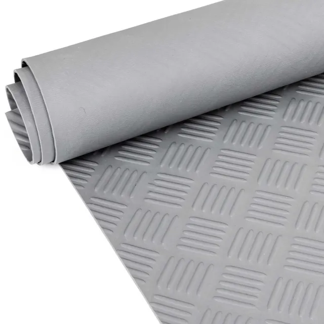 ANRO Rubberen Mat Traanplaat Grijs 100x360cm – TPE Geurarm 3 mm Antislip Werkplaatsvloer Garagemat