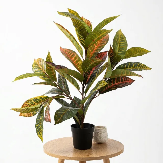 Cheqo Kunstplant Calathea - Kamerplant - Nepplant voor Binnen - Namaakplant in Pot - Sierplant - Decoratie voor Woonkamer en Kantoor - Tropische Plant - Woondecoratie - Groen Roze