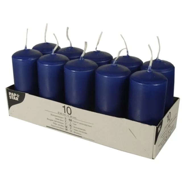 Papstar 10 Stompkaarsen Ø 40 mm · 90 mm donkerblauw