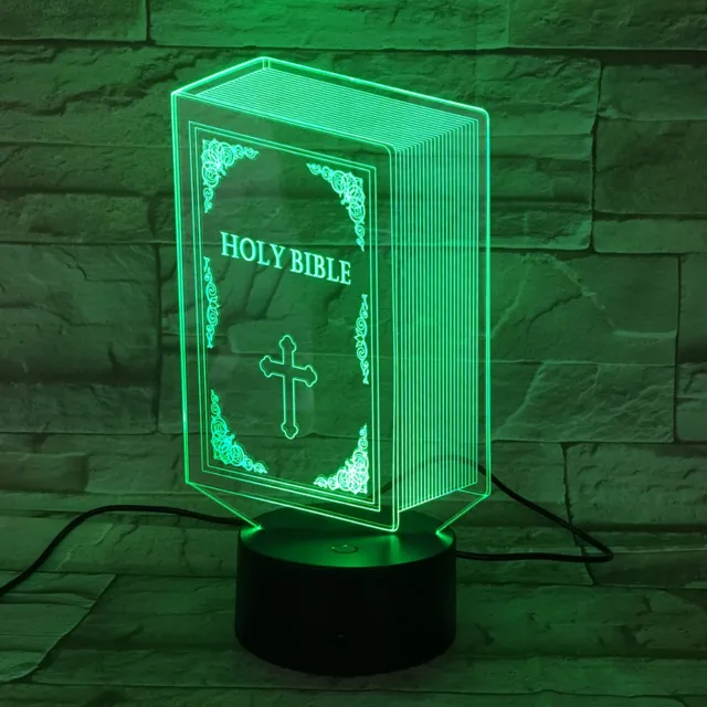 MC Living 3D Led Lamp Met Gravering - RGB 7 Kleuren - Bijbel