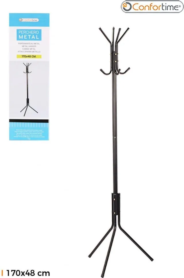 confortime Metalen kapstok - 170 x 48 cm zwart