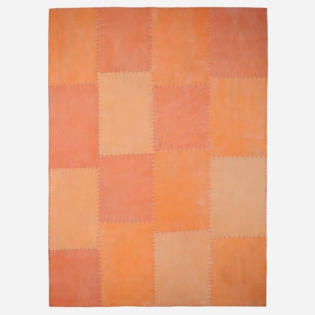Padiro design laagpolig vloerkleed 160 x 230 cm - terracotta - patchworkontwerp - met grote rechthoekige vlakken en vintage-uitstraling - voor vloerverwarming - van katoen oranje