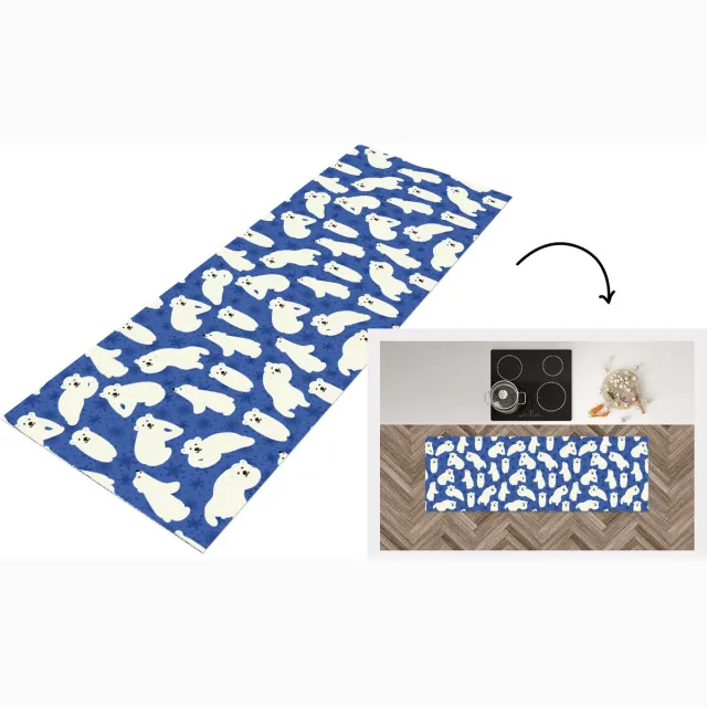 KitchenYeah Keukenloper - Loper keuken - Sneeuw - IJsbeer - Dieren - Winter - Patroon - 150x50 cm - Keukenloper vinyl Multicolor