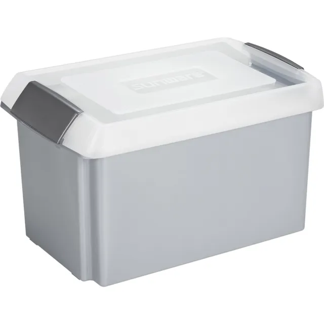 Sunware opslagbox - 51 liter - grijs - 59 x 39 x 29 cm - met afsluitbare extra hoge deksel