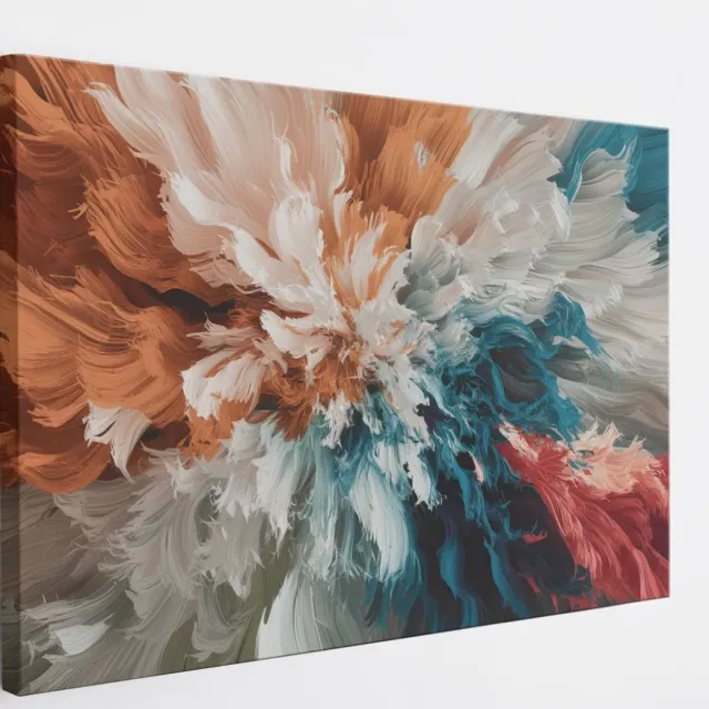 Saammp Canvas Schilderij - Explosie van oranje - blauw - Abstract - 60x40 - Foto op canvas - Wanddecoratie - Muurdecoratie Woonkamer - Slaapkamer decoratie - Canvas Print Multicolor