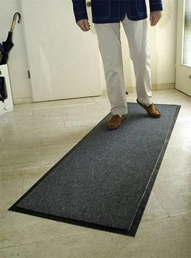 Westfalia Vuilvangmat 90 x 150 cm – Hoogpolige inloopmat met antisliprug – Zwart gemeleerd