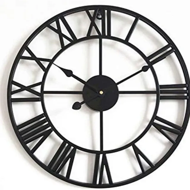 GelldG Wandklok Industrieel - Stil uurwerk - Moderne wandklok - Metaal - 40 cm - Geschikt voor woningen, keukens, slaapkamers, kantoren en scholen - Zwart