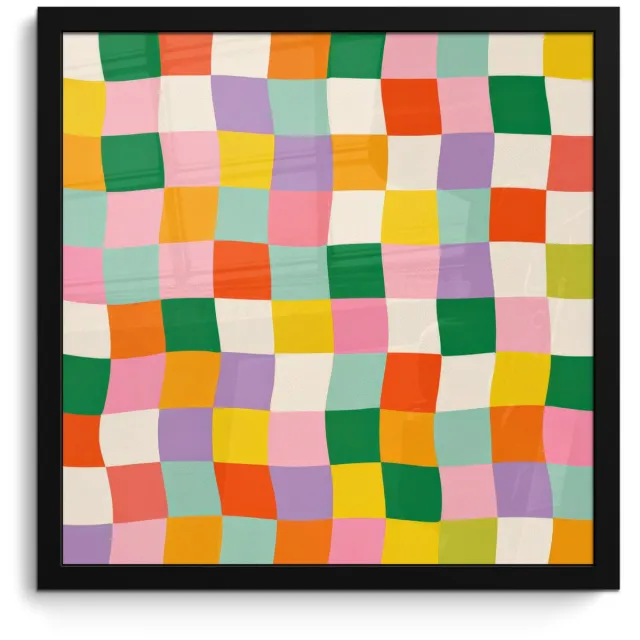 FrameYourWall Poster in lijst - Fotolijst 40x40 cm - Posters - Vierkanten - Kleurrijk - Golvend - Posterlijst zwart - Decoratie - Wanddecoratie woonkamer - Muurdecoratie slaapkamer