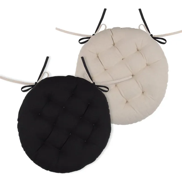 Ibenzoa Comfortabel en Elegant Rond Stoelkussen van Katoen met Omkeerbaar Design voor Extra Zitcomfort zwart
