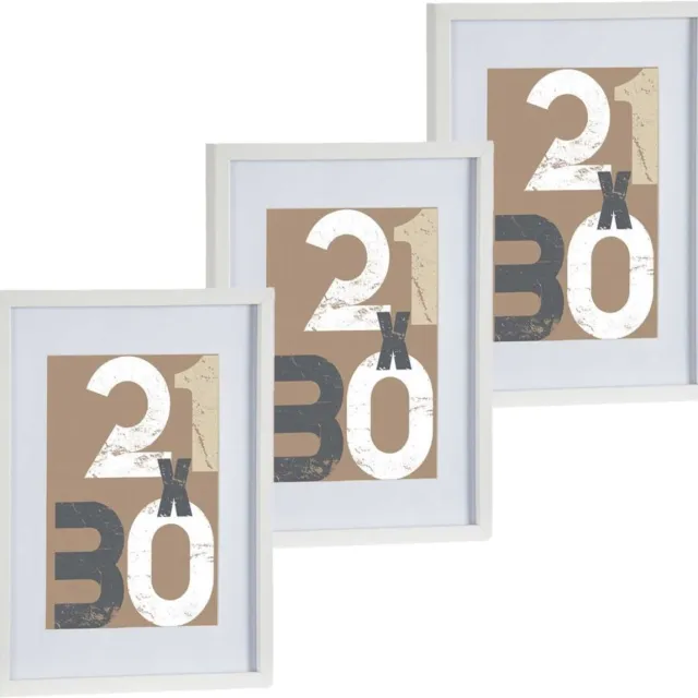 Arte r 3x stuks houten fotolijst - wit - 30 x 40 cm - fotolijstje - met passe-partout - decoratie