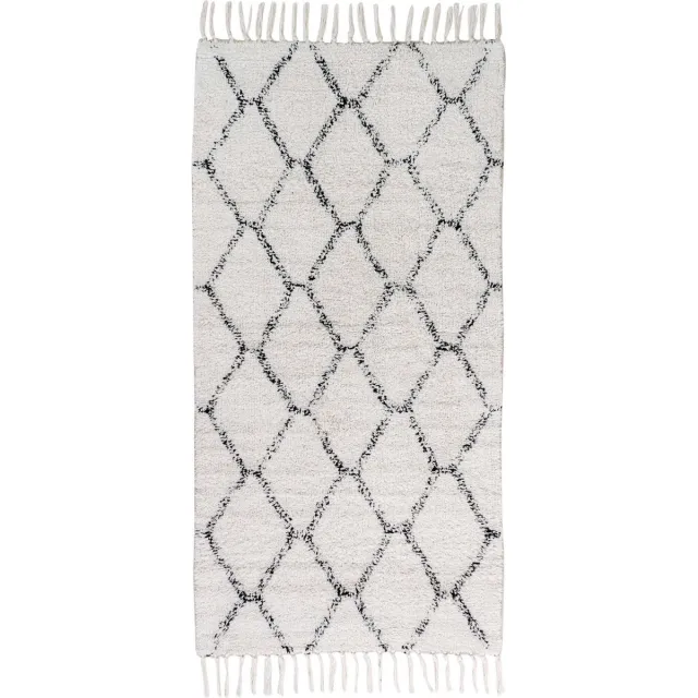 House Nordic Scandinavisch Vloerkleed - natuurlijk katoen met print-135x65 cm wit