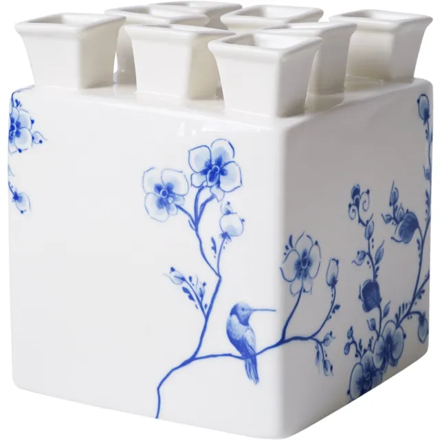 Heinen Delfts Blauw Tulpenvaas vierkant - Orchidee - Keramiek - 15,5 cm Delfts blauw