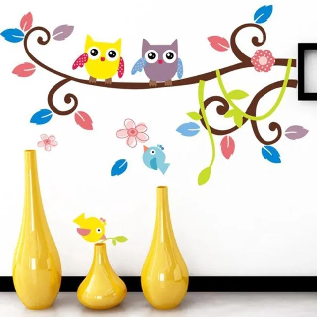 Muursticker babykamer , twee uilen op tak Verschillend