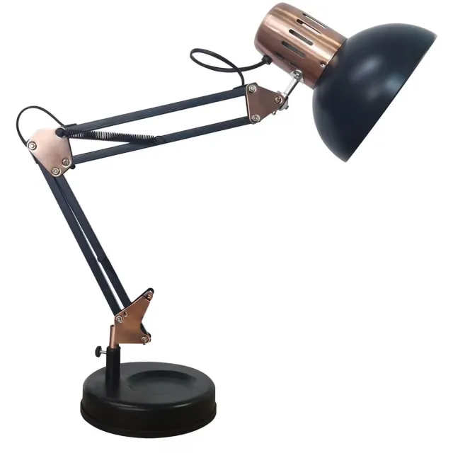 Avide LED Bureaulamp - Industrieel en Vintage Uitstraling - Max. 60W LED - E27 Fitting - 100-240V - Zwart/Koper