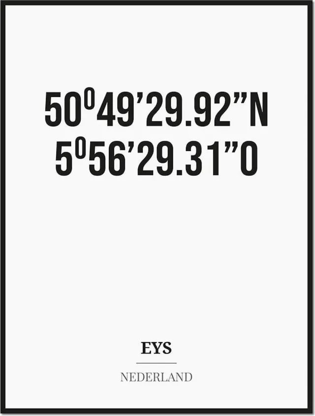 Studio216 Poster/kaart EYS met coördinaten zwart, wit