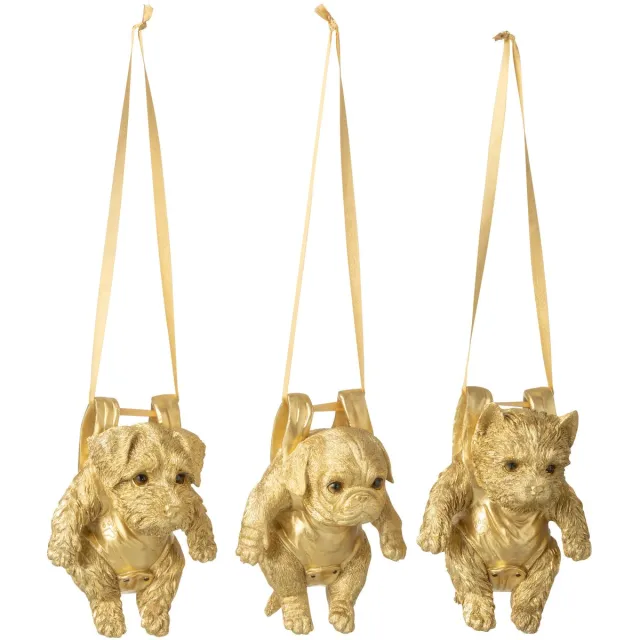 J-Line hanger Hond - kunststof - goud - 3 stuks