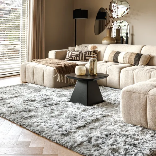 Paon Brillant Velvet vloerkleed - Auréa zilver 80x150