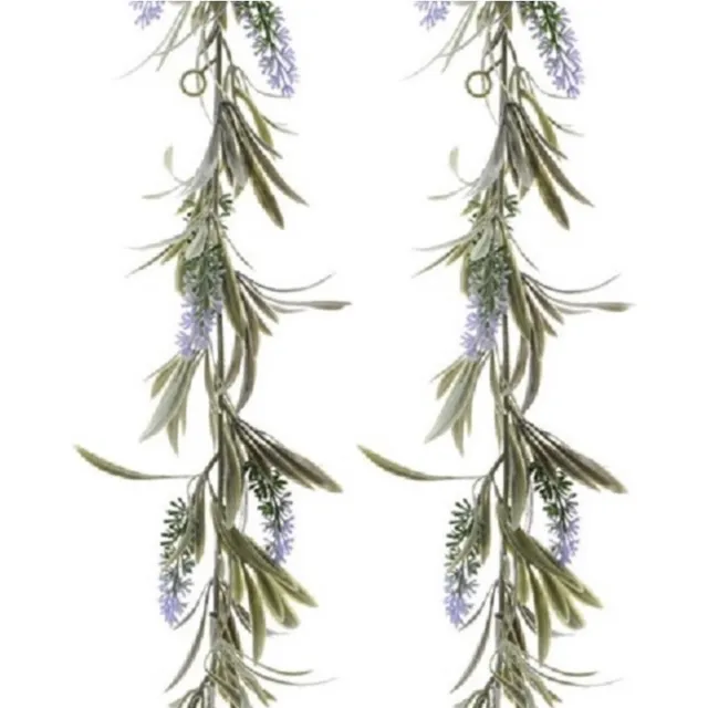 Decoris Lichtpaarse lavendel kunsttak kunstplanten slinger 180 cm - 2x - Kunstplanten/kunsttakken