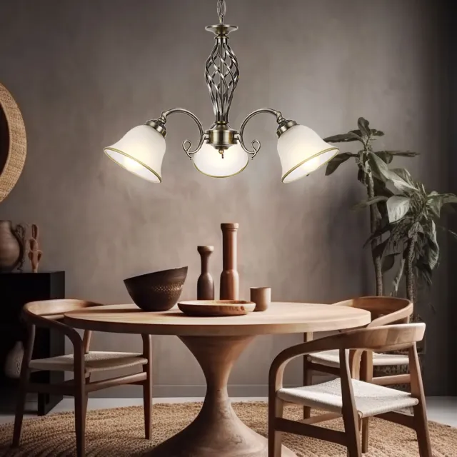 Globo Kroonluchter Globo Odin LED - Klassiek - Messing met mat glas 2