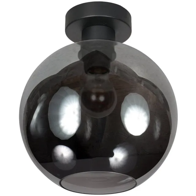 Mexlite Plafondlamp Sferio 4375ZW met rookglas kap Ø25 cm - trendy design van Mexlite, vervaardigd uit glas, metaal en elektronica voor sfeervolle verlichting binnen Zwart