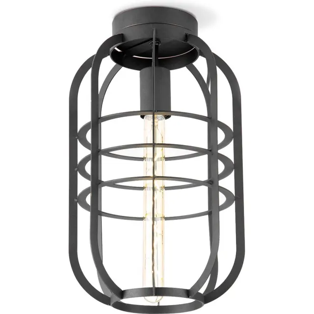 Home Sweet Home Moderne LED Plafondlamp Nero - Zwart - 24/24/40cm - Rond - geschikt voor E27 fitting - Plafondlamp gemaakt van metaal