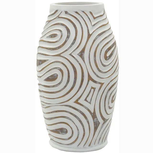 Mauro Ferretti Vaas Oblix Resin Vase Ø 19,5×35 cm Wit Wash