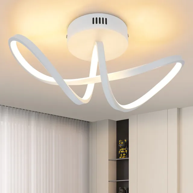 NETTLIFE Plafondlamp LED - Wit - 12W - Modern Plafondverlichting - 3000K Warm Wit Licht - met creatief ontwerp - Metaal - voor Woonkamer | Slaafkamer | Gang