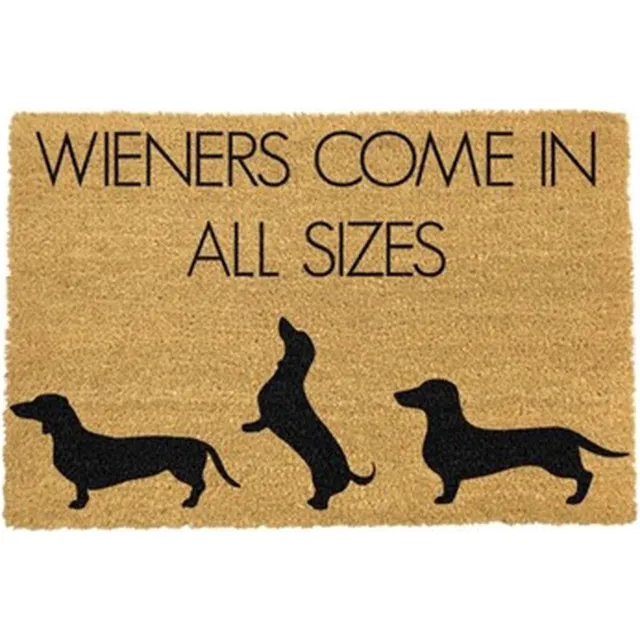 artsy Teckel Kokos Deurmat - Wieners come in all sizes - 60x40 cm Kokosbeige, zwart