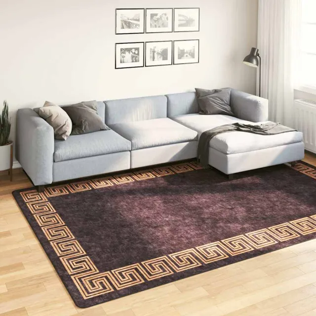 vidaXL Vloerkleed wasbaar 190x300 cm zwart en goudkleurig, foto 2