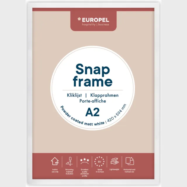 Europel Kliklijst Europel - Posterlijst - A2 - 42 x 59,4 cm - 25mm frame - Mat wit