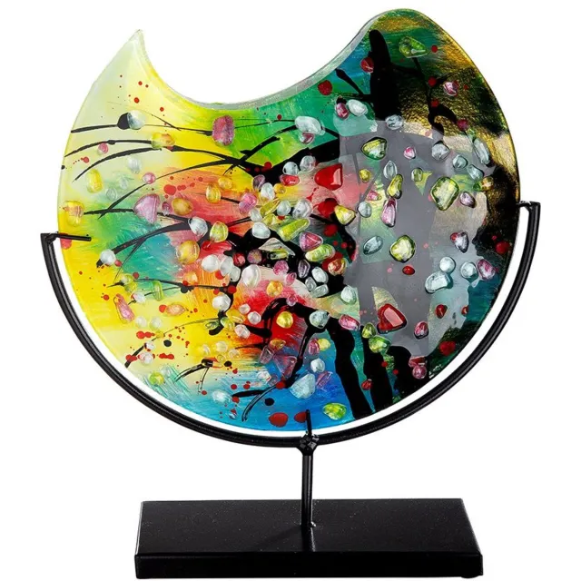 Rawa Geschenken Glazen vaas happy klein - 32x37x10 cm - glas - decoratie vaas geel