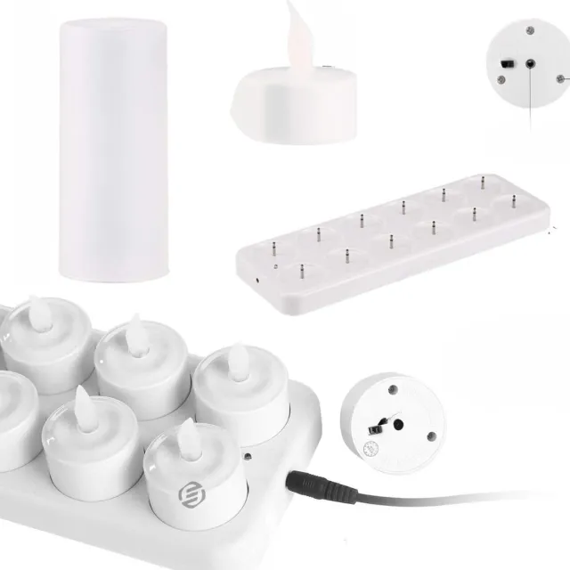 Equivera Oplaadbare LED Kaarsen - Elektrische Kaarsen - Oplaadbare Waxinelichtjes - Realistische Kaarsen - Kerstverlichting - Veilig en Duurzaam White