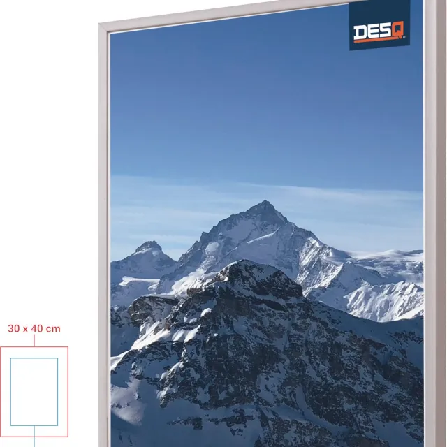 Desq 4911 - Wissellijst A3 30x 40 cm - Aluminium – SET 10 Stuks - Foto Diploma Oorkonde - Dunne Rand - Met Passe-Partout Sjabloon A4 21x29,7 cm zilver wit