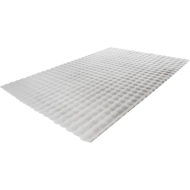 Lalee Harmony - 3d Vloerkleed - Tapijt – Karpet - Hoogpolig - Superzacht - Fluffy - Shiny- 3d blokjes- rabbit- 80x150 cm Zilver grijs