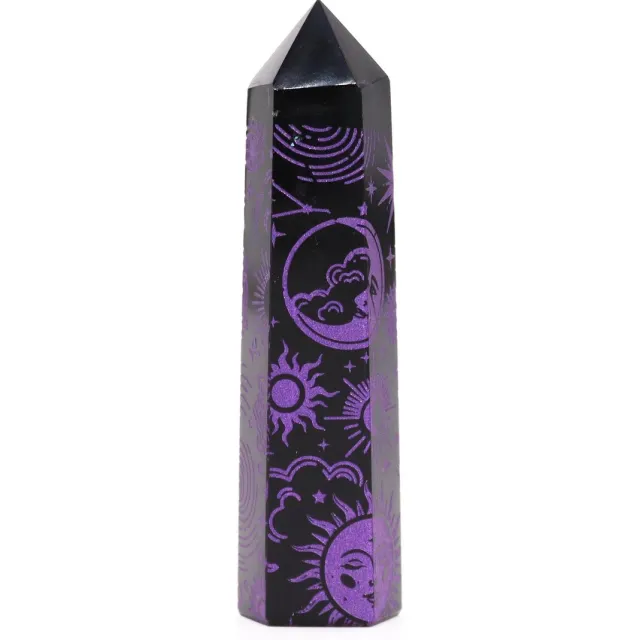Ancient Wisdom Zwarte Obsidiaan Punt - Paars