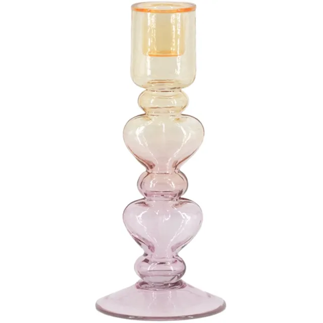 homebound by ky Glazen kaarsenstandaard hartjes two-toned Multi