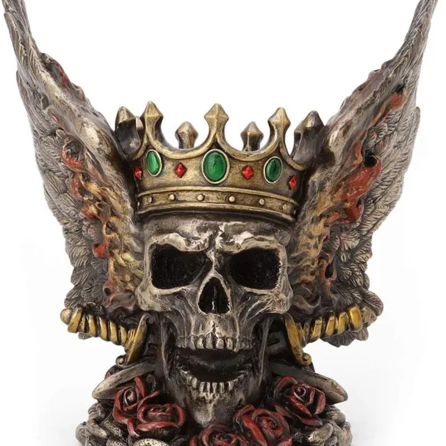 Veronese Design Beeld/figuur - Schedel Flame Wings Monarch - Veronese Design - Afmetingen: 14,6cm x 10,8cm x 14,6cm brons-multicolor